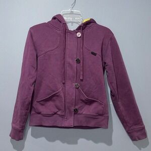 Dakine Hoodie Jacket Women M Purple Cotton Blend Zip Button Tie Dye Lining Y2K